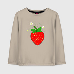 Лонгслив хлопковый детский Ягода клубничка крупная, цвет: миндальный