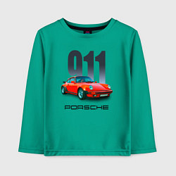 Лонгслив хлопковый детский Porsche 911 спортивный немецкий автомобиль, цвет: зеленый