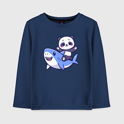 Лонгслив хлопковый детский Панда и акула, цвет: тёмно-синий