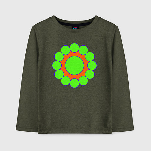 Детский лонгслив Окружности по кругу / Меланж-хаки – фото 1