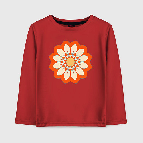Детский лонгслив Мандала оранжевый цветок / Красный – фото 1