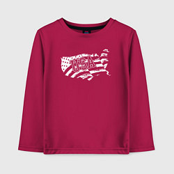 Лонгслив хлопковый детский Карта США, цвет: маджента