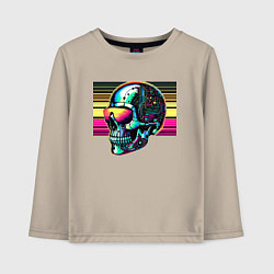 Лонгслив хлопковый детский Cyber skull - fantasy ai art, цвет: миндальный