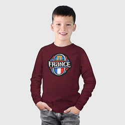Лонгслив хлопковый детский Дух Франции, цвет: меланж-бордовый — фото 2