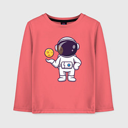 Лонгслив хлопковый детский Космонавт и планета, цвет: коралловый