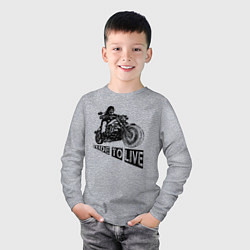 Лонгслив хлопковый детский Байкер на мотоцикле - череп, цвет: меланж — фото 2