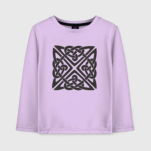 Детский лонгслив Квадратный кельтский черный узор / Лаванда – фото 1