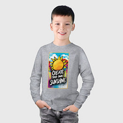 Лонгслив хлопковый детский Create your own sunshine, цвет: меланж — фото 2
