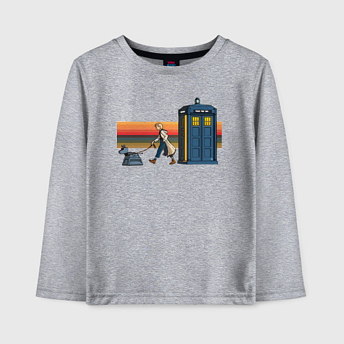 Детский лонгслив Телефонная будка Доктор Кто / Меланж – фото 1
