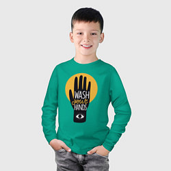 Лонгслив хлопковый детский Мой свои руки, цвет: зеленый — фото 2