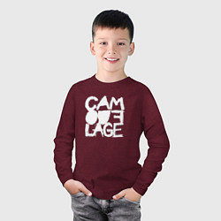 Лонгслив хлопковый детский Camouflage - A synthpop band from germany, цвет: меланж-бордовый — фото 2
