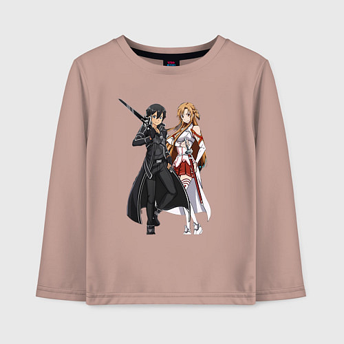 Детский лонгслив Мечники Кадзуто Киригая / Пыльно-розовый – фото 1