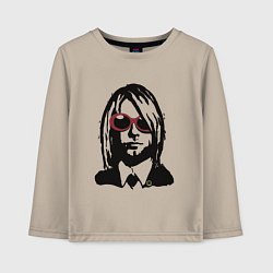 Лонгслив хлопковый детский Kurt Cobain Nirvana portrait, цвет: миндальный