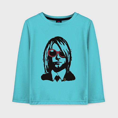 Детский лонгслив Kurt Cobain Nirvana portrait / Бирюзовый – фото 1