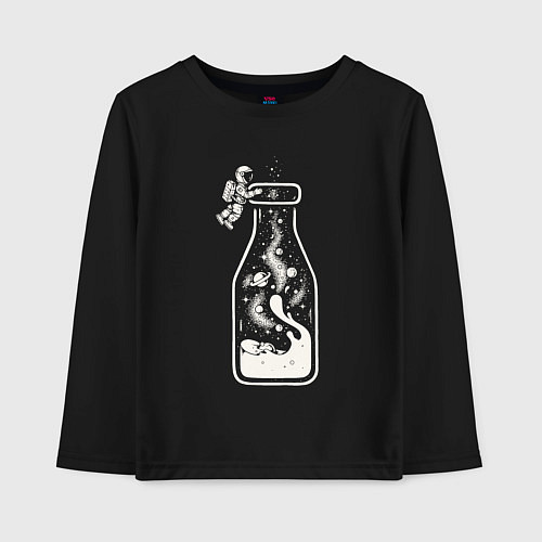 Детский лонгслив Космос в бутылочке / Черный – фото 1