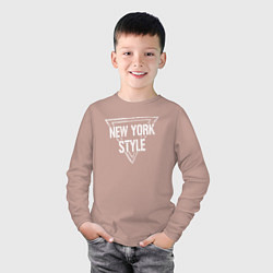 Лонгслив хлопковый детский Нью-Йоркский стиль, цвет: пыльно-розовый — фото 2