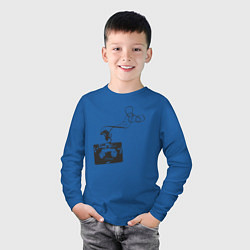 Лонгслив хлопковый детский Кассетная лента, цвет: синий — фото 2