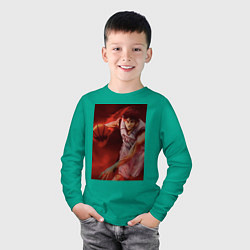 Лонгслив хлопковый детский Баскетбол Тайга Кагами, цвет: зеленый — фото 2