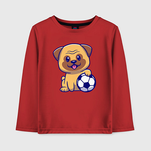 Детский лонгслив Бульдог футболист / Красный – фото 1