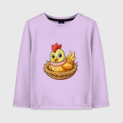 Лонгслив хлопковый детский Курица в гнезде, цвет: лаванда