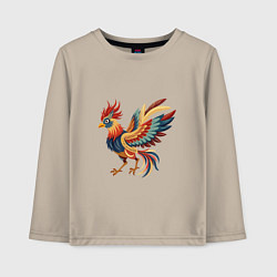 Лонгслив хлопковый детский Грозный петух готов к бою, цвет: миндальный