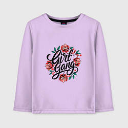 Лонгслив хлопковый детский Girl Gang с розами, цвет: лаванда