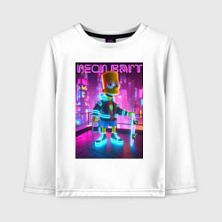 Лонгслив хлопковый детский Neon Bart - with skateboard ai art fantasy, цвет: белый