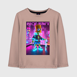 Лонгслив хлопковый детский Neon Bart - with skateboard ai art fantasy, цвет: пыльно-розовый