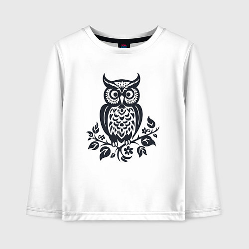 Детский лонгслив Силуэт совы / Белый – фото 1