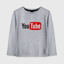 Лонгслив хлопковый детский You tube logo, цвет: меланж