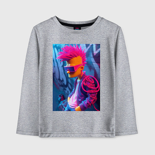 Детский лонгслив Bart Simpson - punk / Меланж – фото 1