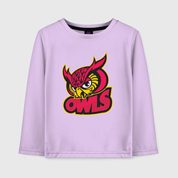 Лонгслив хлопковый детский Team owls, цвет: лаванда