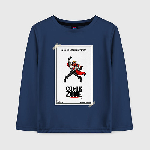 Детский лонгслив Comix zone - power / Тёмно-синий – фото 1