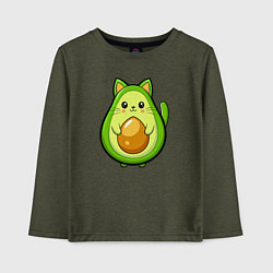 Лонгслив хлопковый детский Авокадо кот мем, цвет: меланж-хаки