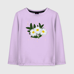 Лонгслив хлопковый детский Ромашка белая, цвет: лаванда