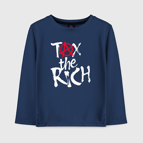 Детский лонгслив Tax the rich / Тёмно-синий – фото 1