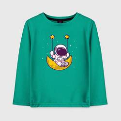 Лонгслив хлопковый детский Космические качели, цвет: зеленый