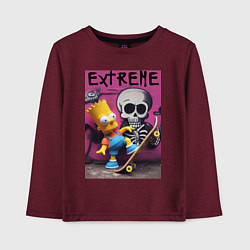 Лонгслив хлопковый детский Bart Simpson and skateboard - extreme, цвет: меланж-бордовый