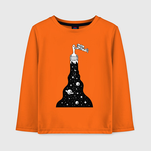 Детский лонгслив Художник космонавт / Оранжевый – фото 1