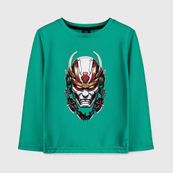 Детский лонгслив Красный киберпанк самурай