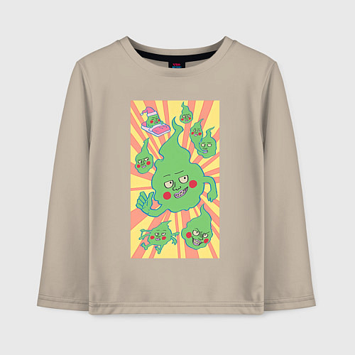 Детский лонгслив Моб Психо 100 Экубо мем / Миндальный – фото 1