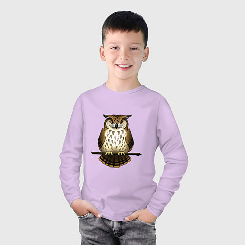 Детский лонгслив Классная сова на ветке / Лаванда – фото 3
