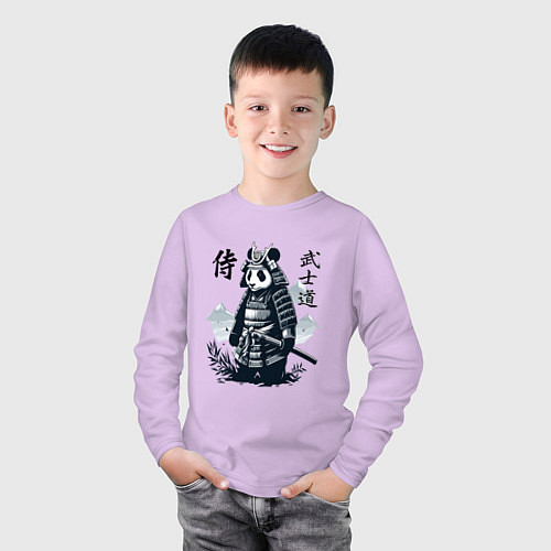 Детский лонгслив Panda samurai - bushido ai art fantasy / Лаванда – фото 3
