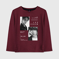 Лонгслив хлопковый детский Stray kids Minsung Lee know Han, цвет: меланж-бордовый