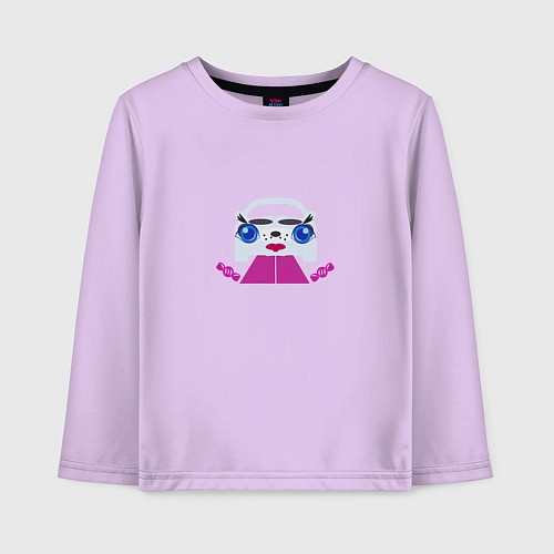 Детский лонгслив Машина белая / Лаванда – фото 1