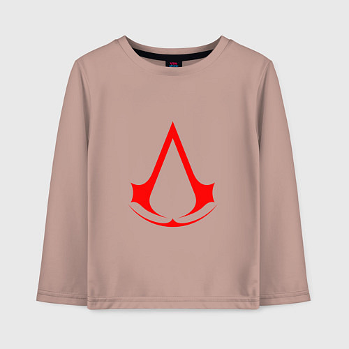 Детский лонгслив Red logo of assassins / Пыльно-розовый – фото 1