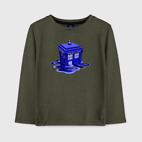 Детский лонгслив Tardis ink / Меланж-хаки – фото 1