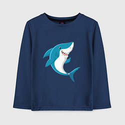 Лонгслив хлопковый детский Веселая добрая акула, цвет: тёмно-синий