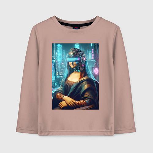 Детский лонгслив Gioconda - cyberpunk ai art fantasy / Пыльно-розовый – фото 1