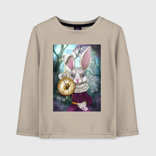 Детский лонгслив Тик-так кролик / Миндальный – фото 1